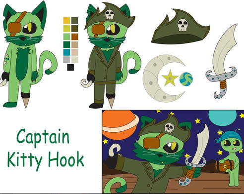 Captain Kitty Hook Character Design